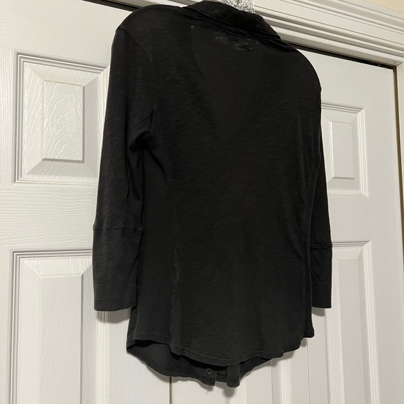 James Perse Sheer Slub Side Panel Shirt In Carbon, 1/Small - Picture 10 of 10